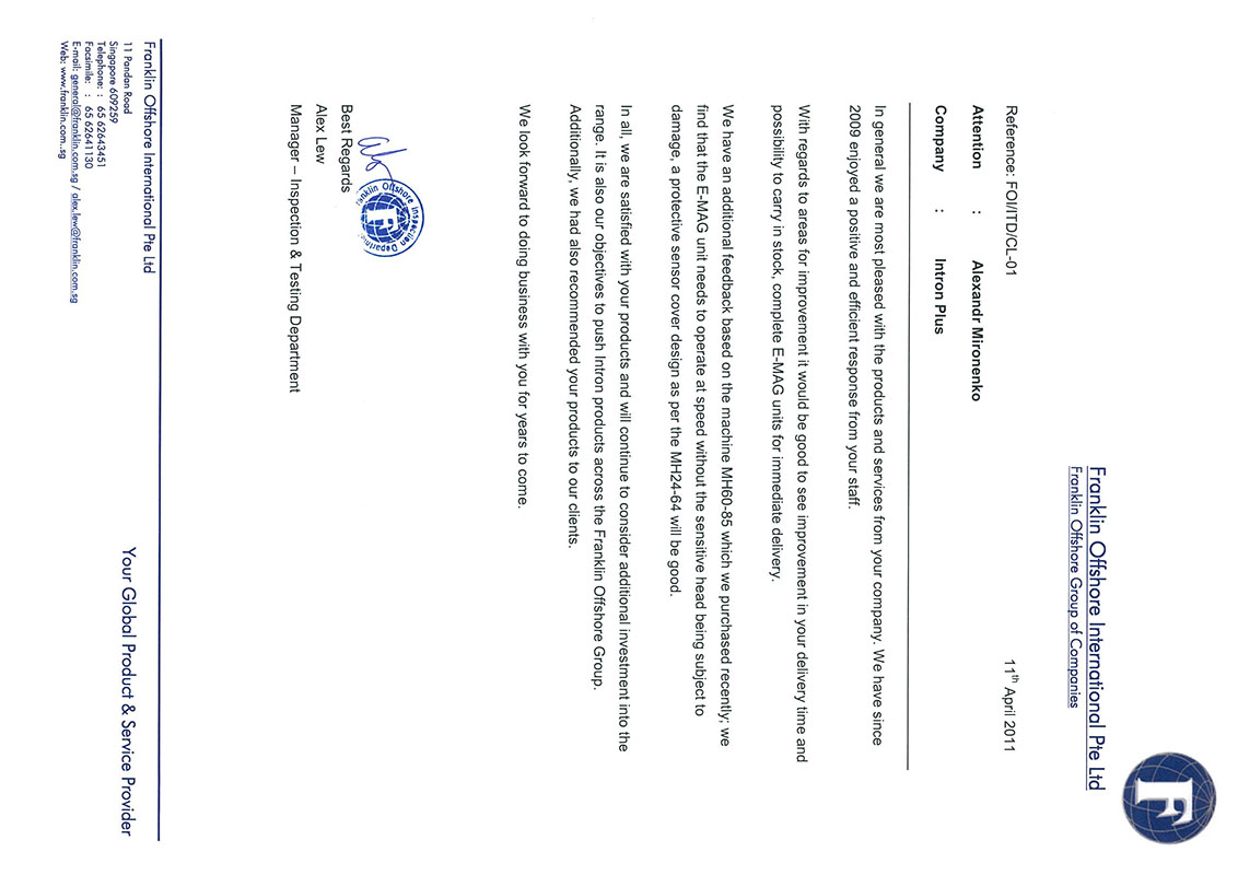 Franklin Offshore International, Singapore