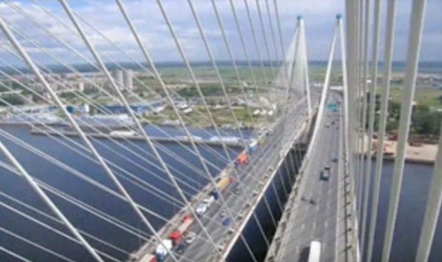 Bolshoy Obukhovsky bridge on the Neva River, Saint Petersburg