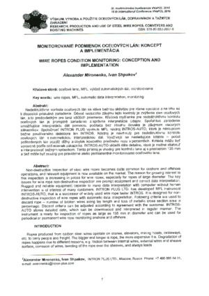 Wire ropes condition monitoring: conception and implementation. — A. Mironenko, I. Shpakov.