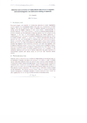 Detection and correction of measurement data errors in magnetic and electromagnetic nondestructive testing of materials. — D. A. Slesarev.