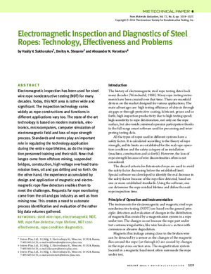 Electromagnetic Inspection and Diagnostics of Steel Ropes: Technology, Effectiveness and Problems. — Vasily V. Sukhorukov, Dmitry A. Slesarev and Alexander N. Vorontsov.