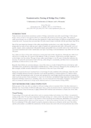 Nondestructive Testing of Bridge Stay Cables. — V. Sukhorukov, D. Sukhorukov, D. Slesarev, A. Mironenko.